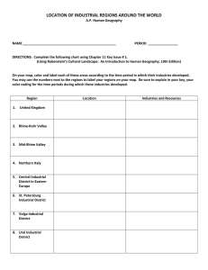 Industrial Regions Worksheet: Human Geography