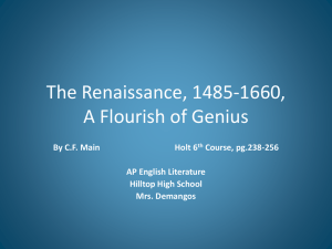 RenaissanceINTRO - AP English Literature and Composition