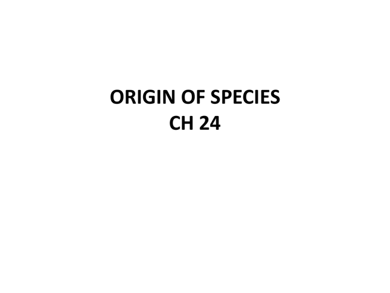 The Origin Of Species Ch 18 ORIGIN OF SPECIES CH 24