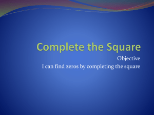 Completing the Square: Solving Quadratic Equations