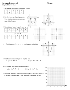 Advanced Algebra 1: Chapter 8 Review - Quadratics