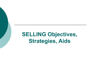 SELLING Objectives, Strategies, Aids