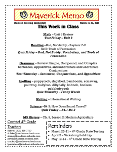 4th Grade Curriculum: March 16-20, 2015 - Madison Crossing