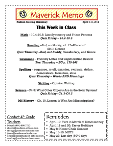 Quiz Thursday –Bud, not Buddy, Vocabulary, and Genre Grammar