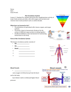 Name: Date: Class Period: The Circulatory System Lesson 2
