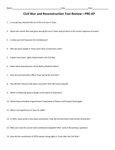 Civil War and Reconstruction Test Review—PRE-AP