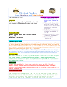 Third Grade Newsletter from Ms