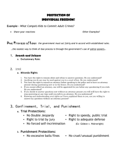 Protection of Indivudal Freedom & Miranda Rights Note Guide