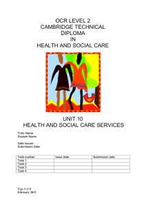 Health & Social Care Services: Level 2 Assignment