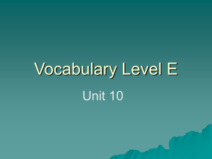 Vocabulary Level E Unit 10: Word List & Definitions