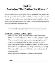 Elie Wiesel's 'Perils of Indifference' Analysis Assignment