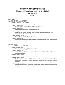 Honors Chemistry Syllabus
