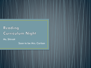 Reading Curriculum Night