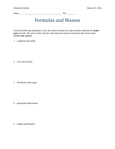 Formulas and Molar Masses v2011
