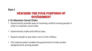 Part I Describe the Four Purposes of Government 1