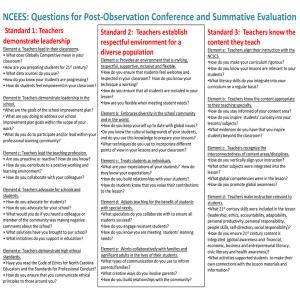 Teacher Evaluation Questions: NCEES Standards