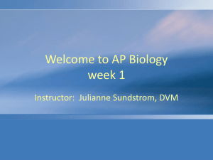 Welcome to AP Biology week 1