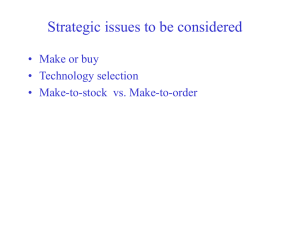 Strategic issues to be considered