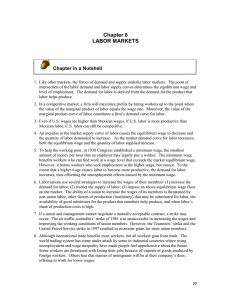 Chapter 8 LABOR MARKETS