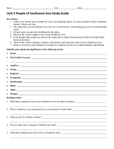 Southwest Asia Study Guide: People, Geography, Religion