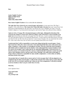 Research Paper Letter of Intent: Felice della Rovere