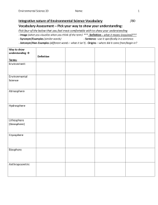 Environmental Science Unit 1 Integrative ES Vocab