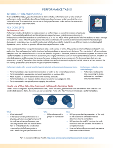 Performance Tasks: Definition, Design, and Assessment