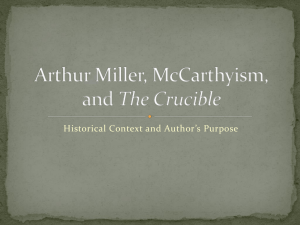 Arthur Miller, McCarthyism, and The Crucible