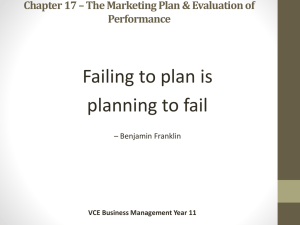 Chapter 17 – The Marketing Plan & Evaluation of Performance
