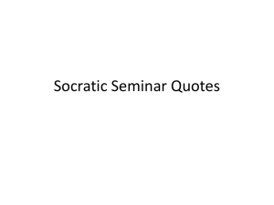 Socratic Seminar Quotes: Beloved, Heart of Darkness, Stranger