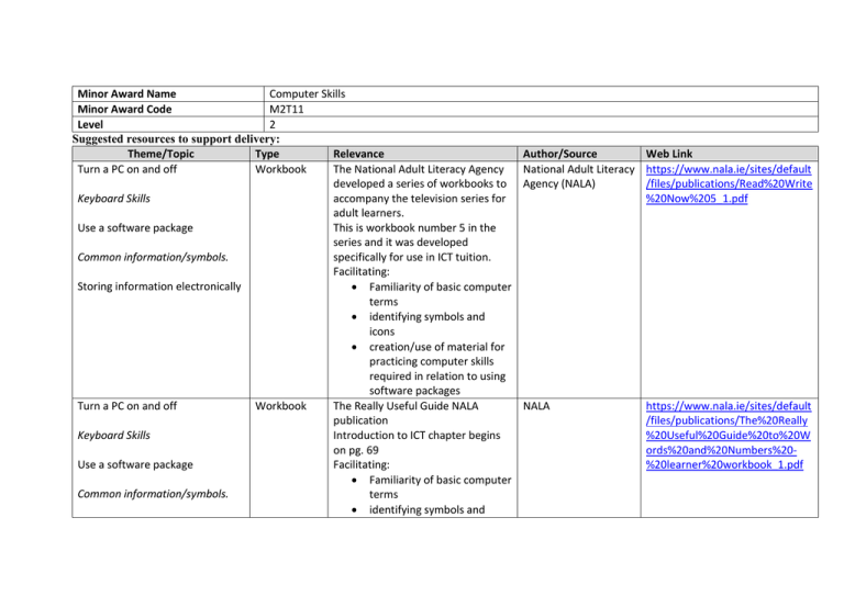 Computer Skills Resource List