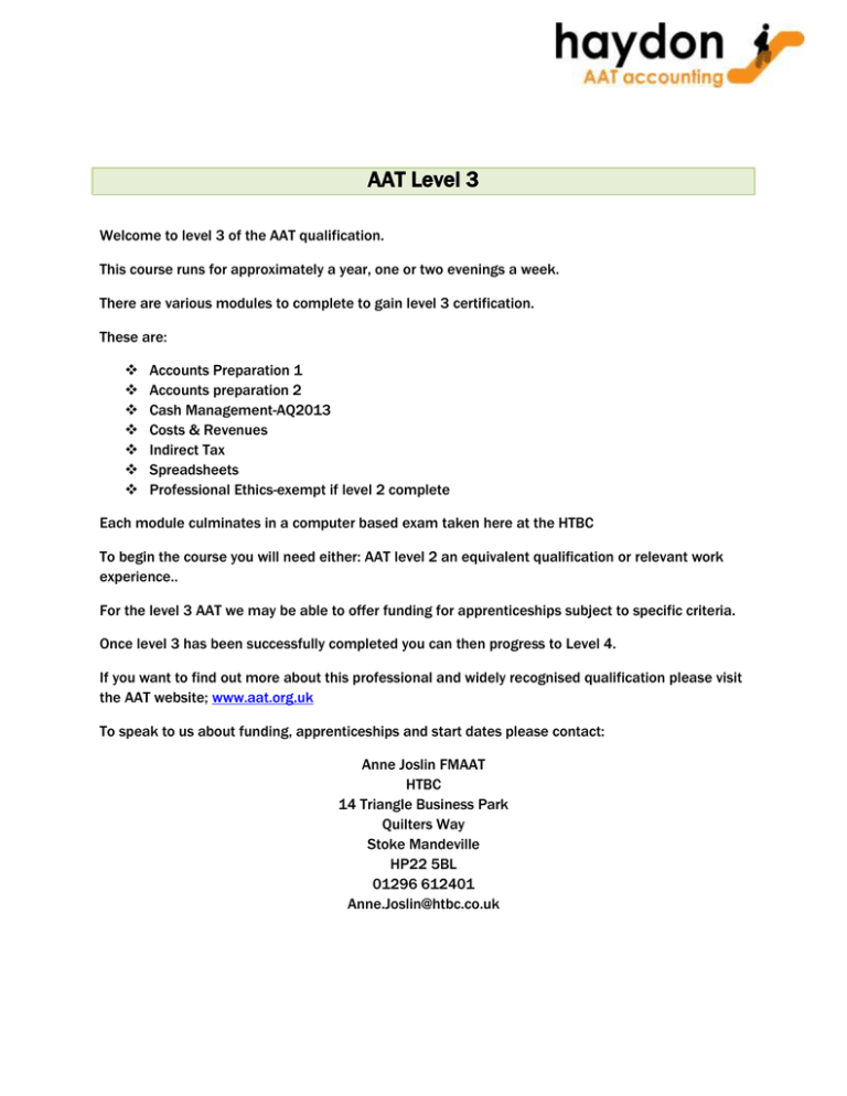 AAT Accounting Level 3