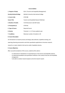 Tourism & Hospitality Research Methods Syllabus