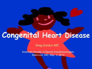Congenital Heart Disease at the ASDA, 2012
