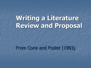 Writing a Literature Review and Proposal