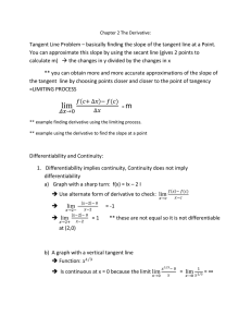 Calculus Derivatives: Tangent Lines, Rates of Change, Parametric Equations