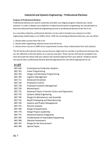 Industrial and Systems Engineering – Professional Electives