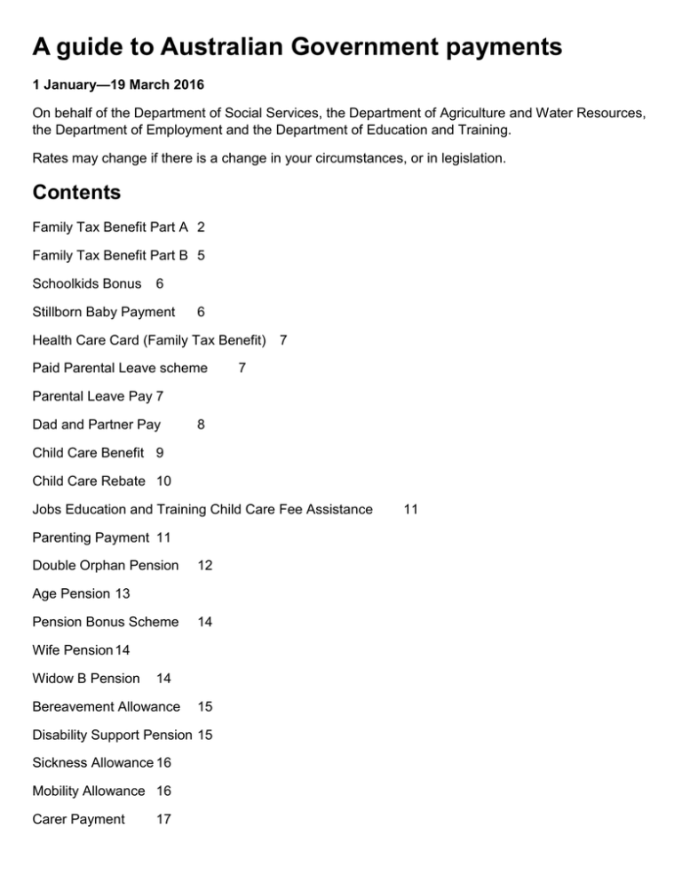 A guide to Australian Government payments