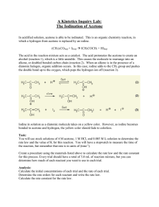Acetone Iodination Kinetics Lab Inquiry
