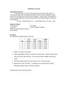 Iodination of Acetone Lab: Rate Law Determination