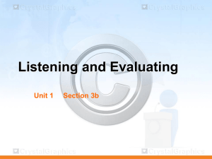 Listening & Evaluating Skills: Critical Thinking & Propaganda