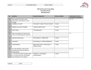 Counselling Theory: Level 3 Marking Scheme