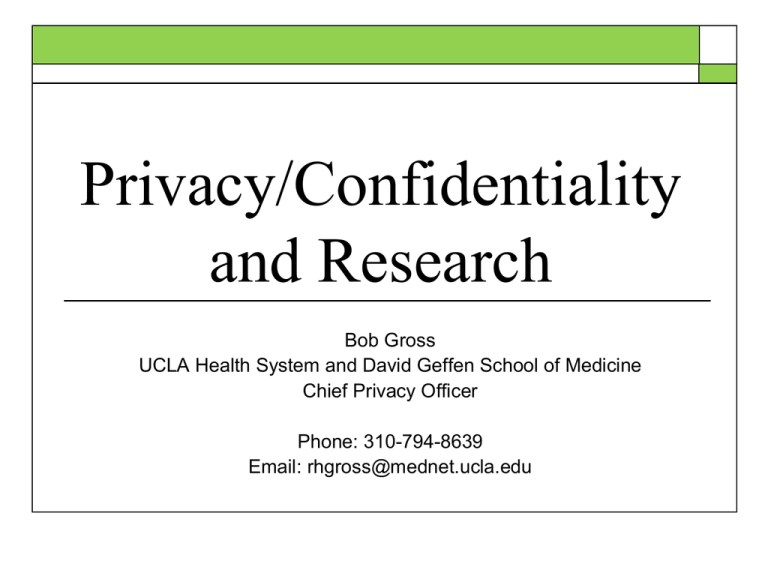 Privacy/Confidentiality in Research