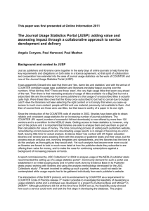 The Journal Usage Statistics Portal (JUSP): adding value