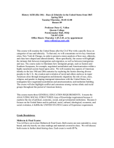 History 163H (His 104) – Race & Ethnicity in the United States from