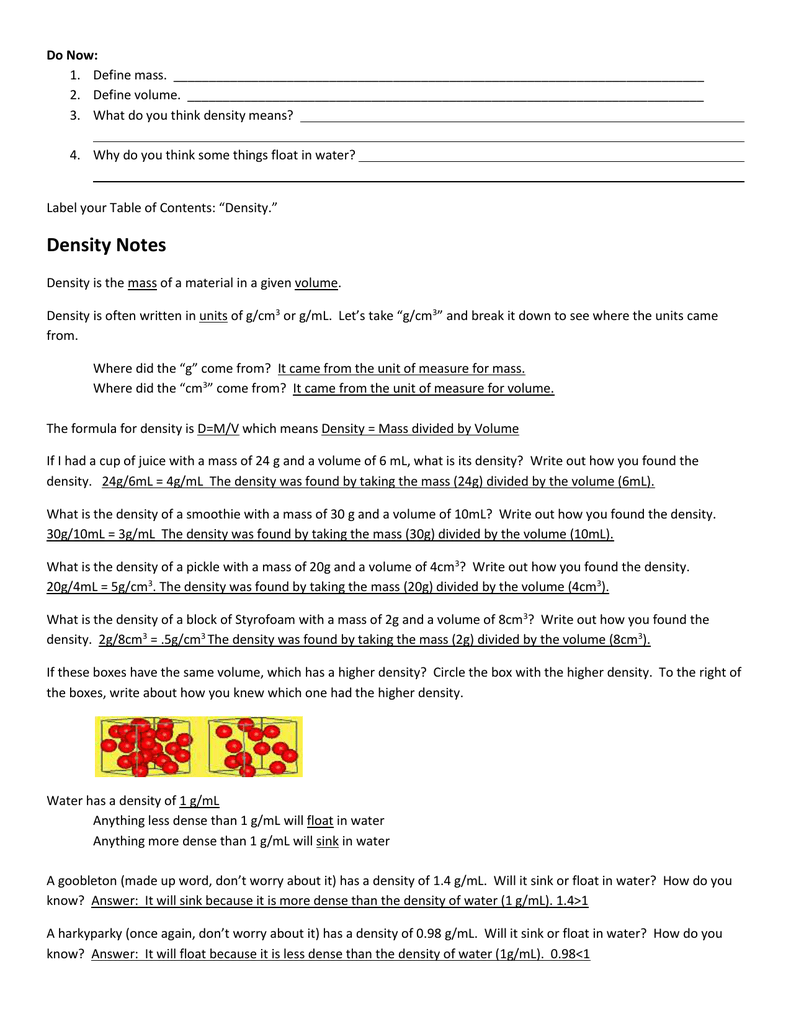 Density Notes