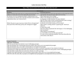 Latino Literature Unit Plan Step 1: What should students know and