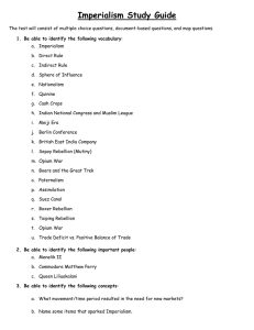 Imperialism Study Guide: Vocabulary, People, Concepts