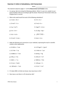 Units & Conversions Worksheet: High School Physics