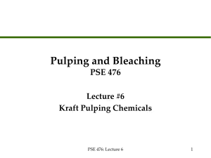 Lecture 6: Kraft Pulping Chemicals